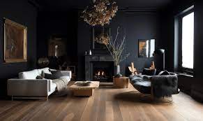 Wooden Floor And A Black Wall