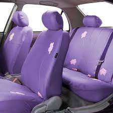 Fh Group Fabric 47 In X 23 In X 1 In Full Set Flower Embroidery Seat Covers Purple