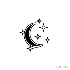 Crescent Moon And Stars Icon Simple