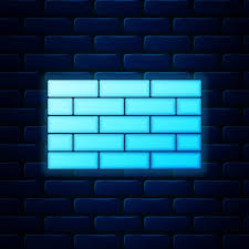Glowing Neon Bricks Icon Isolated On