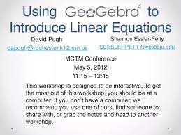 Using To Introduce Linear Equations
