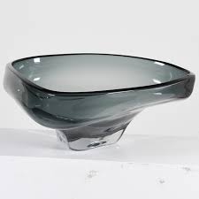 Fluid Smoked Glass Triangle Bowl