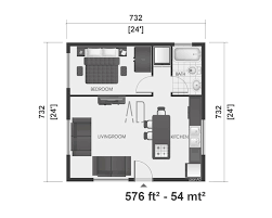 1 Bedroom Home Plan 24x24 Floor Plan