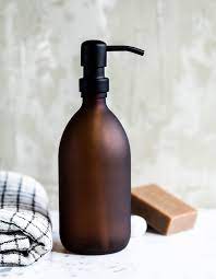 Matt Amber Glass Brown Soap Dispenser
