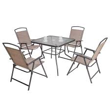 5 Piece Metal Square Outdoor Dining Set