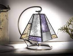 Small Lamp Purple Stained Glass Lamp