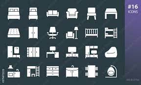 Furniture Solid Icon Set Set Of