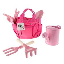 Pink Gardening Tool Set With Canvas Bag