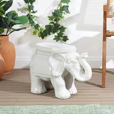 Jonathan Y Elephant Ceramic Garden Stool Antique White