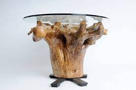 Tree Stump Glass Coffee Table With