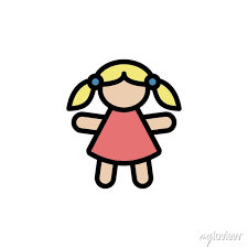 Doll Icon Simple Color With Outline