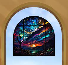 Starry Sunset Faux Stained Glass Window