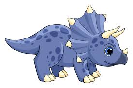 Cute Dinosaur Icon Blue Triceratops