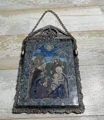 Stained Glass Pewter Icon