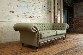 3 Seater Olive Green Chesterfield Sofa