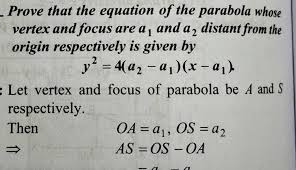 Prove That The Equation Of The Parabola