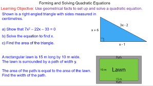 Form And Solve Quadratic Equations Mr