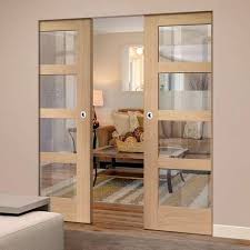 Wooden French Door With Frosted Glass
