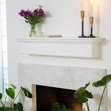 48 In Floating Vintage Wood Fireplace Mantel Cap Wall Shelf Beam Easy Mount White