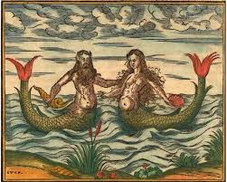 Medieval Mermaids Art Print Antique