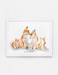 Fox Family Watercolor Fine Art Print