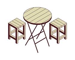 Table And Chairs Isometric Icon Vector