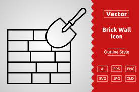 Vector Brick Wall Outline Icon Design