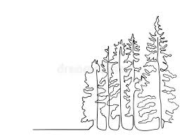 Pine Tree Continuous Line Drawing Art