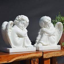 Marble Cherub Statues Stone Sitting