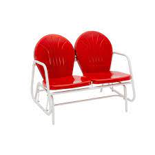 Retro 2 Seated Red Steel Outdoor Glider