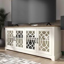 Galano Raccon 68 2 In Ivory With Knotty Oak Wide Tv Stand Fits Tv S Up To 75 In