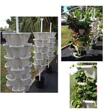 Mr Stacky 18 In Dia Grey Plastic Stackable Garden Planter 5 Pack