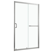48 In W X 72 In H Sliding Semi Frameless Shower Door In Brushed Nickel With Clear Glass