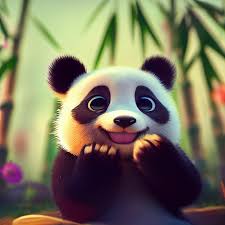 Cute Baby Panda Bear With Big Eyes 3d