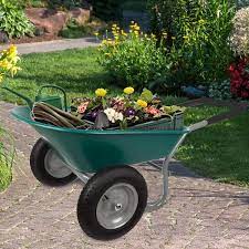 Dual Wheel Wheelbarrow Garden Cart