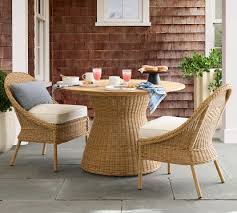 Outdoor Westport All Weather Wicker Round Dining Table Natural Pottery Barn