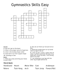 gymnastics skills easy crossword wordmint