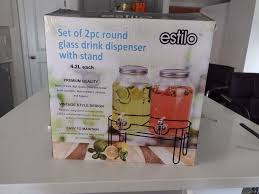 Glass Drink Dispenser With Stand For