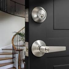 Premier Lock Stainless Steel Entry Door Handle Combo Lock Set With Deadbolt And 12 Sc1 Keys Total 3 Pack Keyed Alike