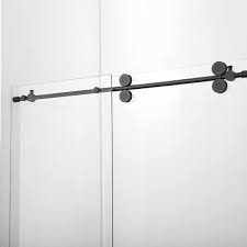 Roswell Villena 56 W X 78 H Rectangle Sliding Frameless Corner Shower Enclosure In Matte Black With Clear Glass