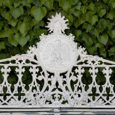 White Garden Bench In Cast Iron For