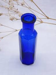 Antique Octagonal Cobalt Blue Glass