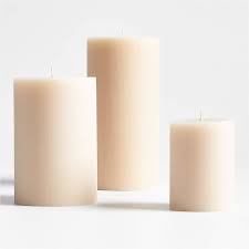 Ribbed Linen Pillar Candles Crate