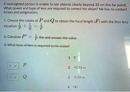 Solved A Nearsighted Person Is Unable