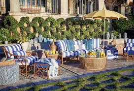 Blue And White Stripes Patio Furniture