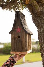 Amish Rustic Tall Wren Bird House From