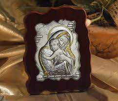 Italian Silver Icon Mother And Child On