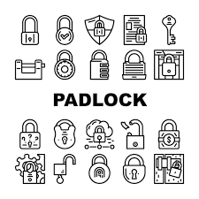 Padlock Lock Safe Password Icons Set
