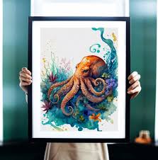 Octopus Watercolor Art Print Octopus