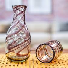 Brown Handblown Recycled Glass Carafe